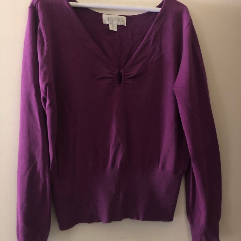 Cutie Casual Corner KeyHole Sweater size XL Purple